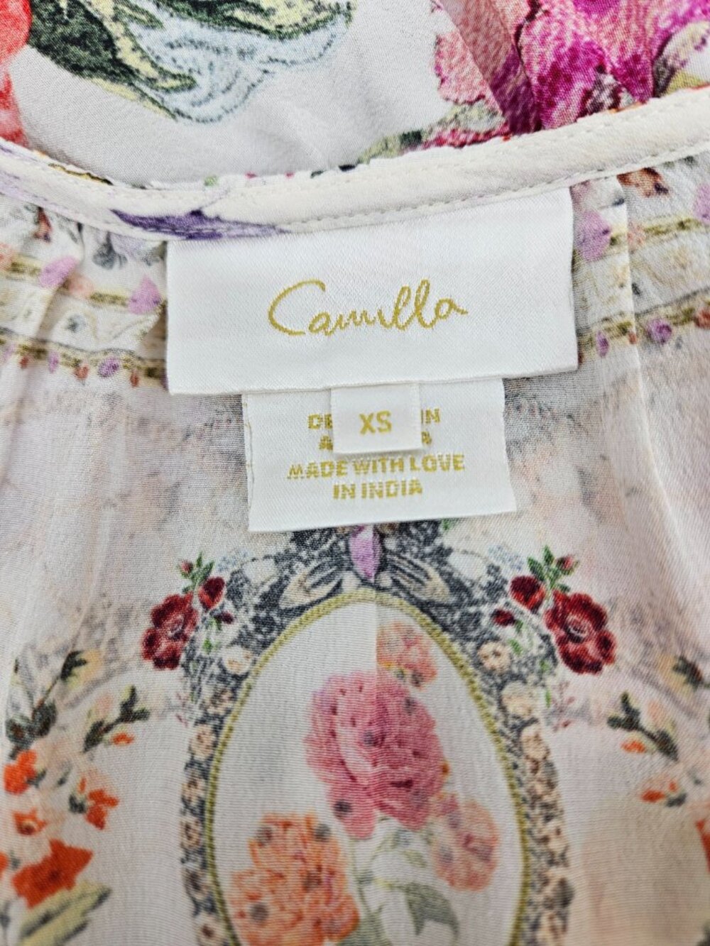 Camilla Sew Yesterday V-Neck Blouson Sleeve Mini Dress Womens XS Silk Crystals - Picture 9 of 12